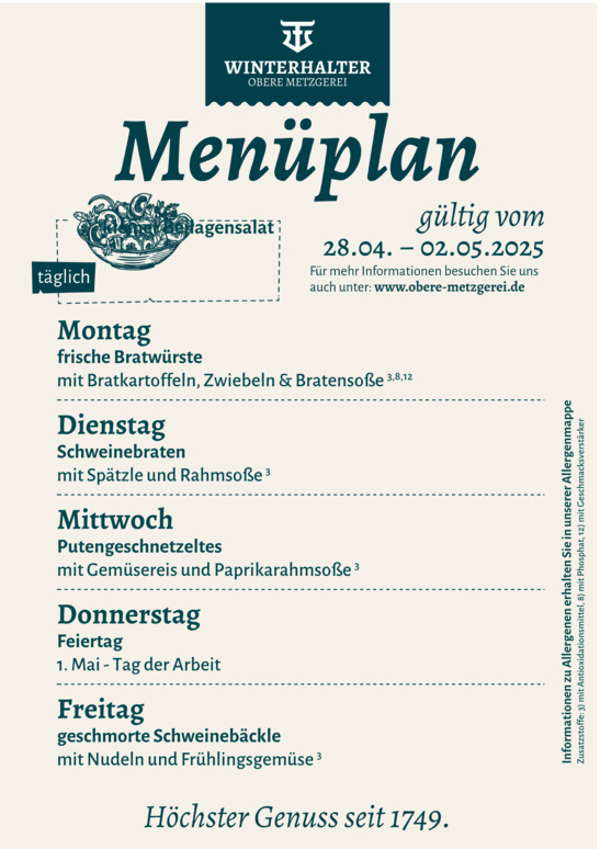 Unser Menüplan für die Woche